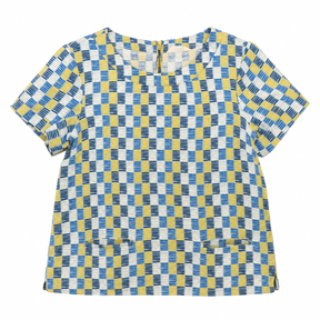 Top Readymoney Blue Yellow Printed Cotton Viscose 