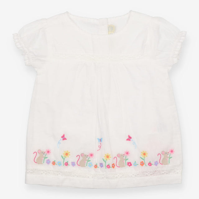 White Tunic with Mice and Butterflies