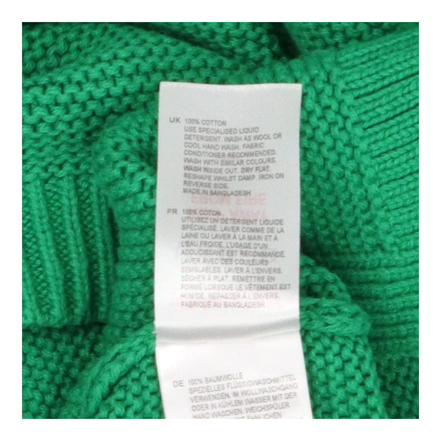 Green Cotton Blend Boat Neck Knitted Sweater