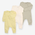 Sleepsuits Waffle Green, Cream and Yellow 3-Pack