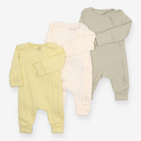 Sleepsuits Waffle Green, Cream and Yellow 3-Pack