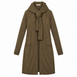 Longline Cardigan Moss Green Scarf Neck Open Front
