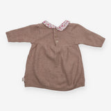 Brown Dress with Floral Collar