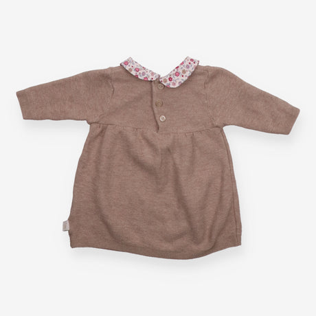 Brown Dress with Floral Collar