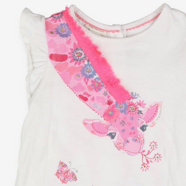 T-shirt white pink giraffe
