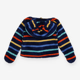 Hooded Fleece with Ears Navy with Strips Yellow
