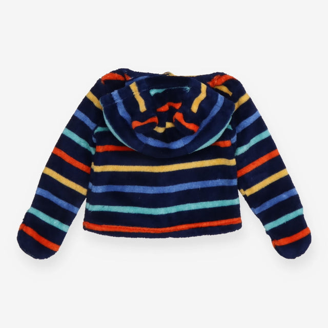 Hooded Fleece with Ears Navy with Strips Yellow