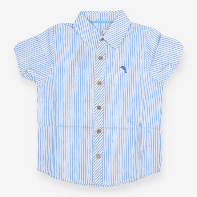 Shirt blue white stripe SS