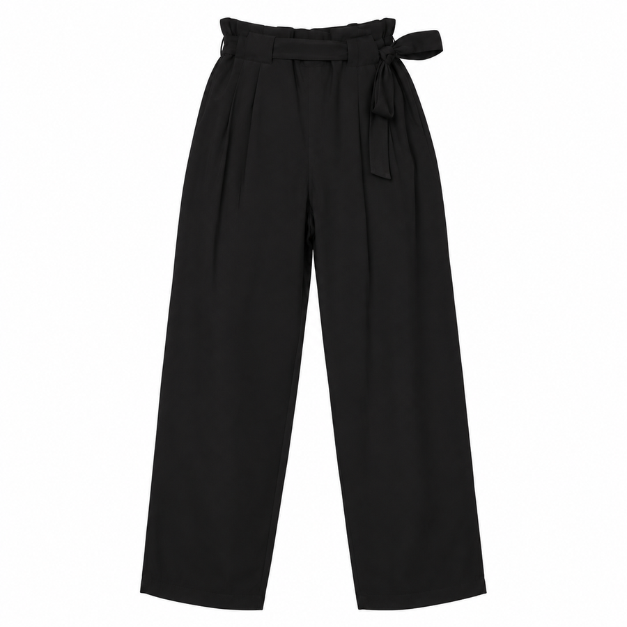 Trousers High Waist Tailored Black Tapered Leg