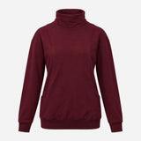 Plum Burgundy Viscose Cotton Stretch High Neck Lon