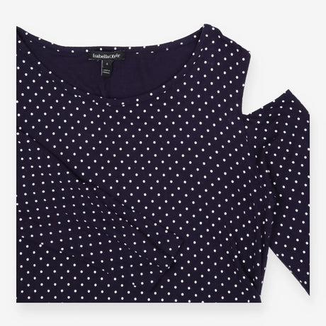 Isabella Oliver Navy Polka Dot Cut‑Out Long Sleeve