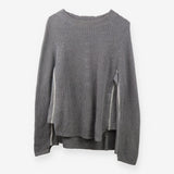 Rubi Grey White Sweater Premium Knit zip detail