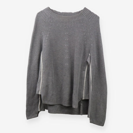 Rubi Grey White Sweater Premium Knit zip detail