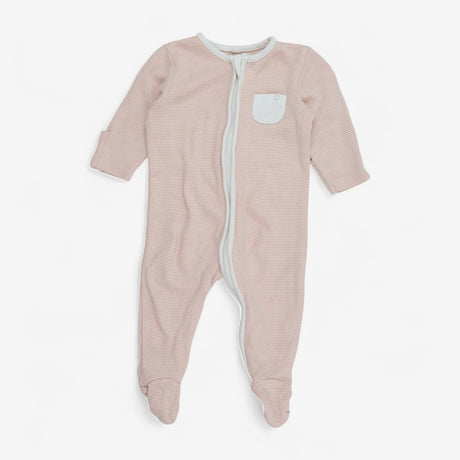 Pink and White Stripe Sleepsuit