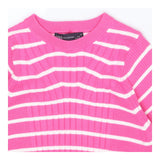 Striped Ribbed Sweater – Pink/White, Short Sleeve 