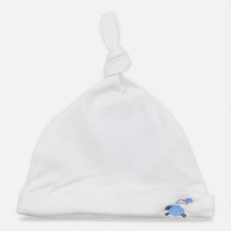Baby Hat White with Blue Sheep