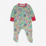 Sleepsuit Floral Garden Insects Pink Cuffs