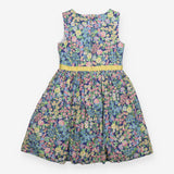 Floral dress with yellow waistband