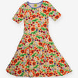 Dress jersey short sleeve peach floral