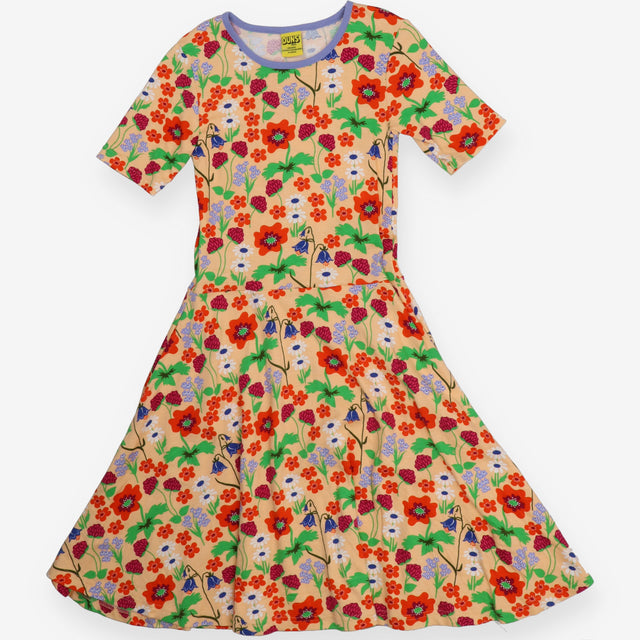 Dress jersey short sleeve peach floral