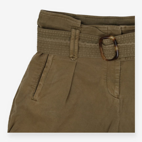 Khaki Green Shorts with Tortoiseshell Belt Loops