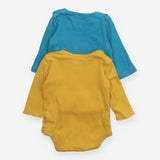 Bodysuits Long Sleeve Blue and Yellow 2-Pack