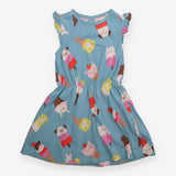 Dress sleeveless blue ice crem cats and dogs