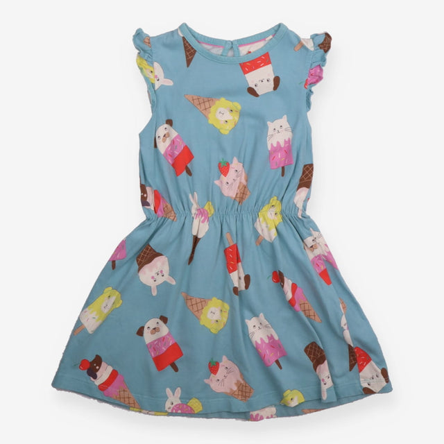 Dress sleeveless blue ice crem cats and dogs