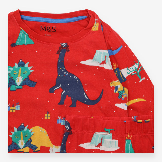 Red Festive Dinosaurs Pyjamas 