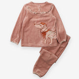 Sweater and Leggings Velour Pink Dog in Beret