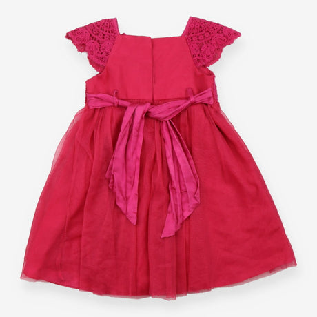 Dress Sleeveless Pink Tulle Embroided Flower