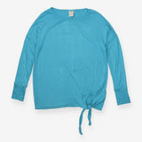 Tie hem long sleeve top in tobermory teal