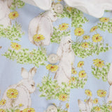 Dress Blue with Rabbits & Yellow Flowers with Whit