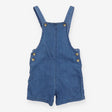 Dungarees Shortie Blue with Brown Buttons