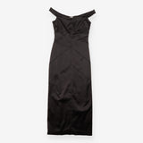 Whistles Black Satin Panelled Stitch Bodycon Midi 