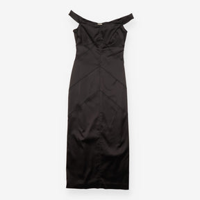 Whistles Black Satin Panelled Stitch Bodycon Midi 