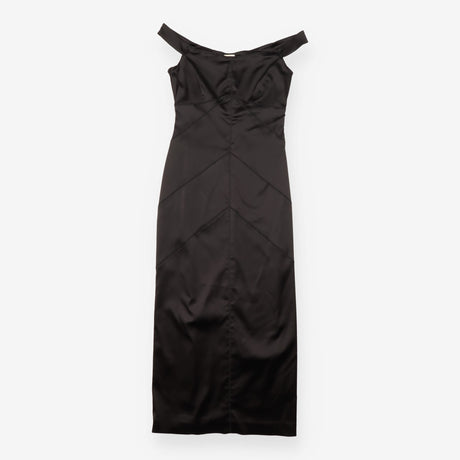 Whistles Black Satin Panelled Stitch Bodycon Midi 