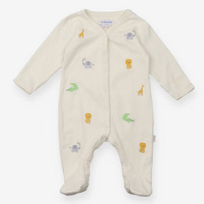 White Safari Animals Sleepsuit