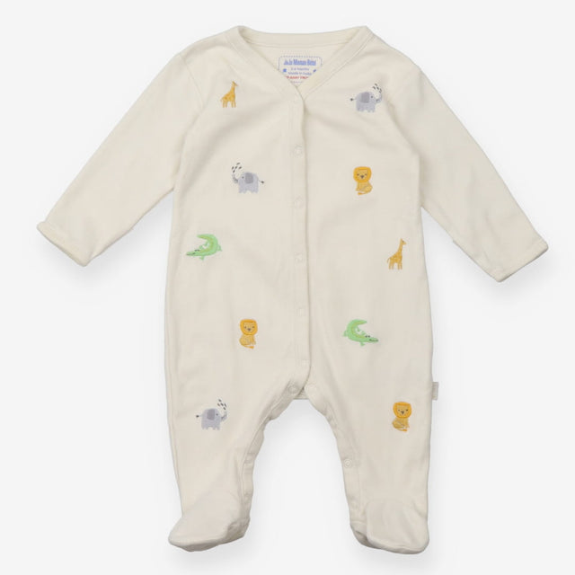 White Safari Animals Sleepsuit