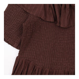 Dress Off Shoulder Shirred Ruffle Bardot Midi