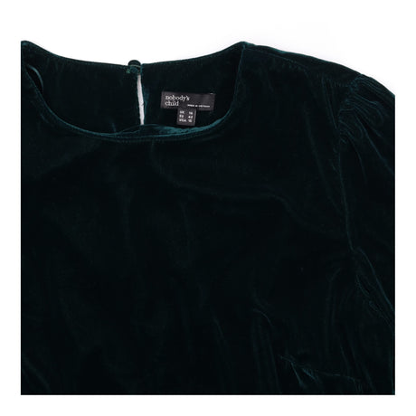 Mini Dress Velvet Green Tiered Frill Sleeve