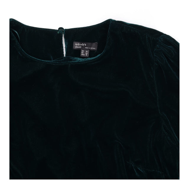 Mini Dress Velvet Green Tiered Frill Sleeve