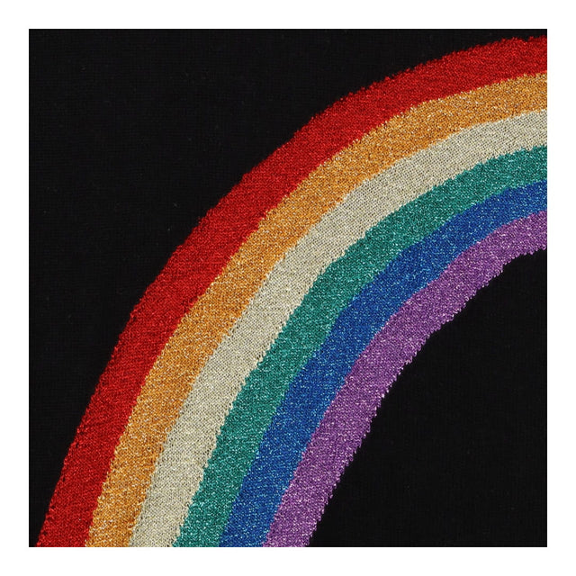 Black knit glitter rainbow crew neck sweater
