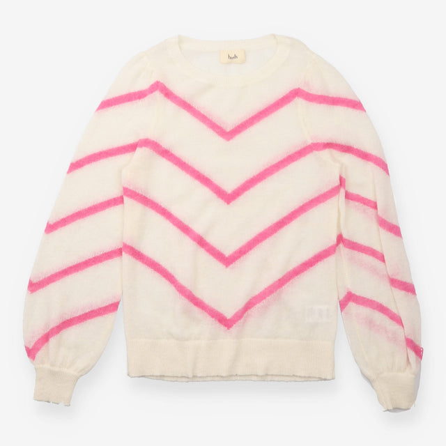 Cream Pink Chevron Stripe Lightweight Knit Ju