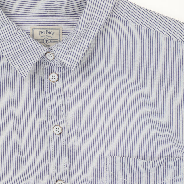 Blue Pinstripe Long Sleeve Cotton Shirt Women's