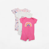 Unicorn & Rainbows Shortie Rompers 3pcs