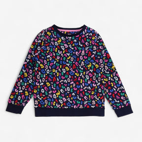 Sweatshirt navy with multicoloured leopard