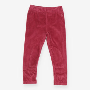 Leggings velour pink ribbed knee patches