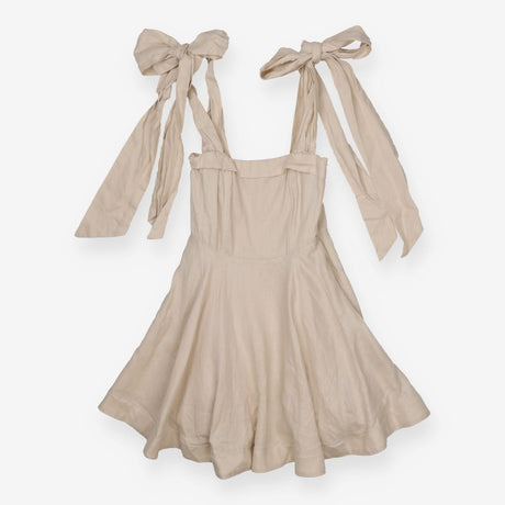 DISSH Aisle Pearl Linen Bow Mini Dress Size UK 6 B