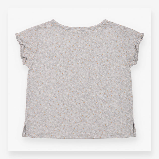 T-Shirt Grey Marl Foil Fleck V-Neck Short Sleeve